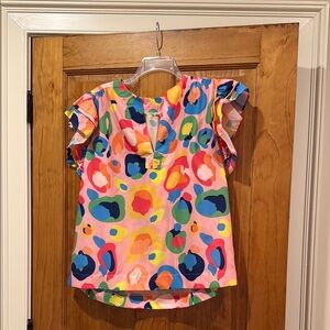 Colorful Kids Ruffle Sleeve Top